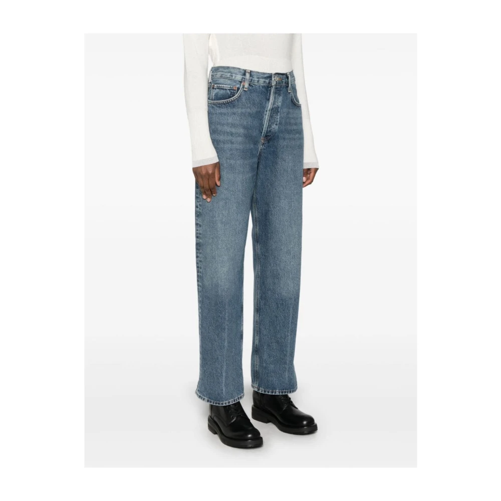 Agolde Indigo Blauwe Denim Jeans Rechte Pijp Blue Dames