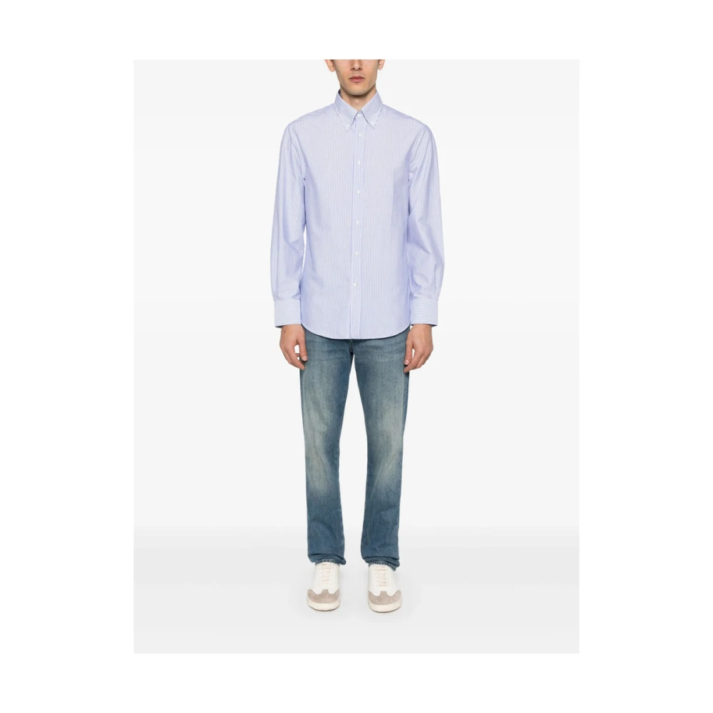 BRUNELLO CUCINELLI Koningsblauwe Button-Down Overhemd Blue Heren