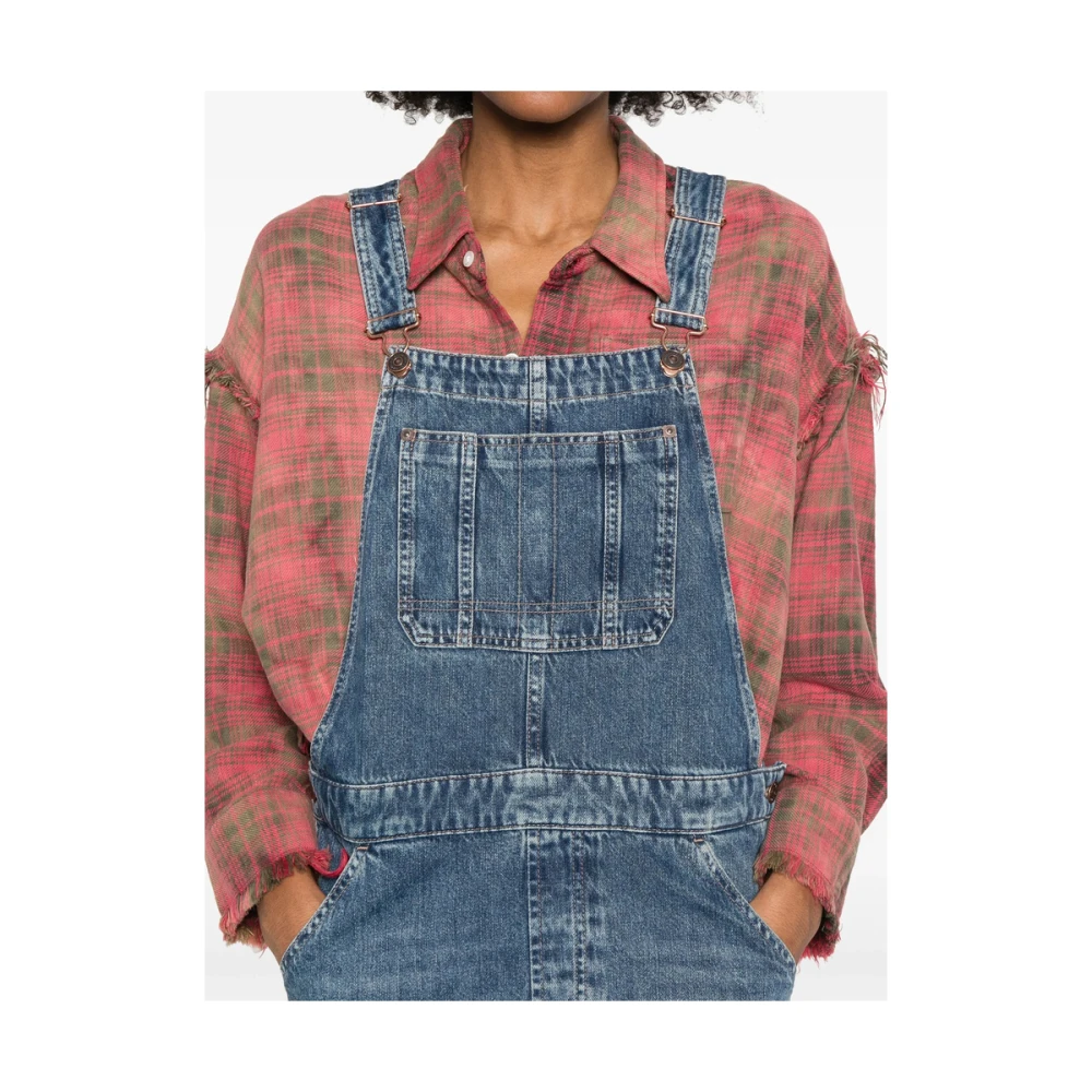7 For All Mankind Indigo Blauwe Jumpsuit met Zakken Blue Dames