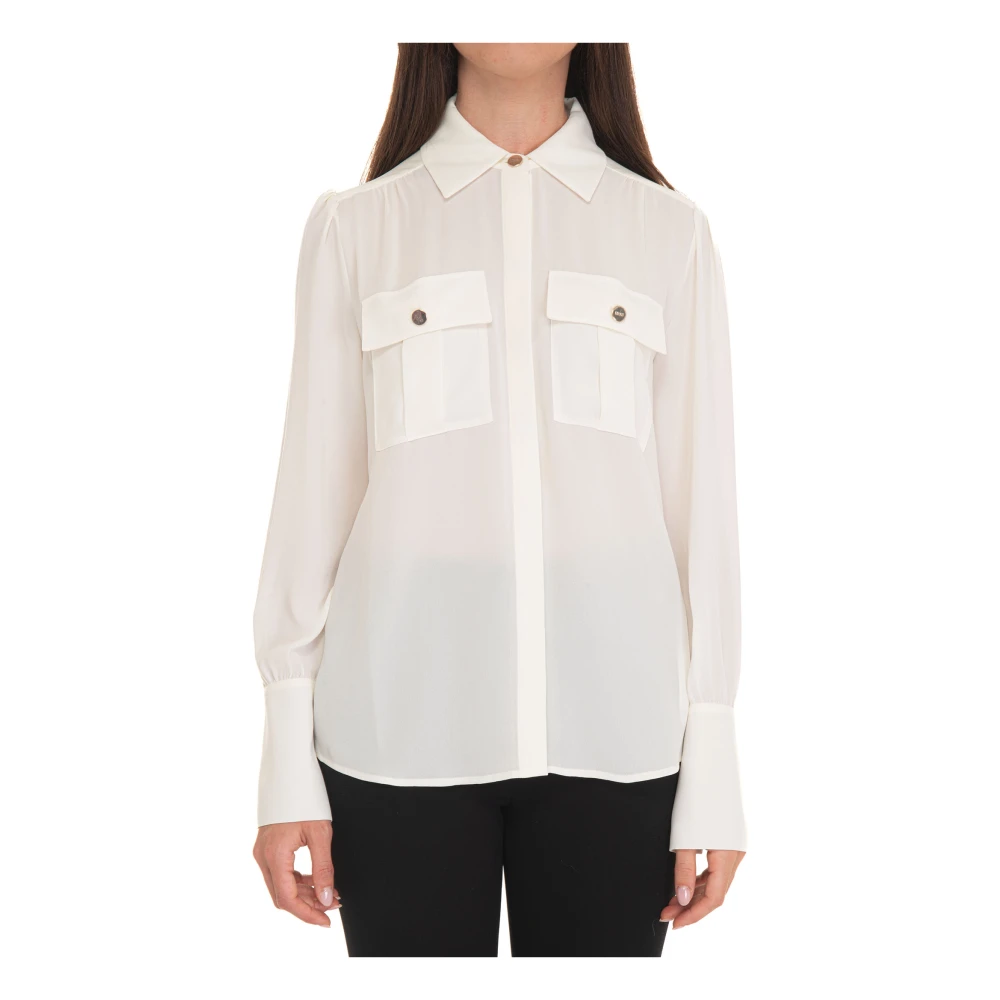 Liu Jo Georgette Blouse met Lange Mouwen en Zak White Dames