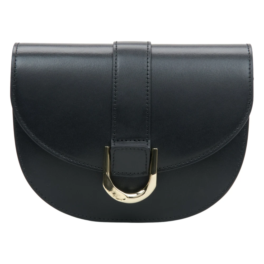 Estro Dames Zwarte Schoudertas gemaakt van Italiaans Echt Leer Er00114788 Black Dames