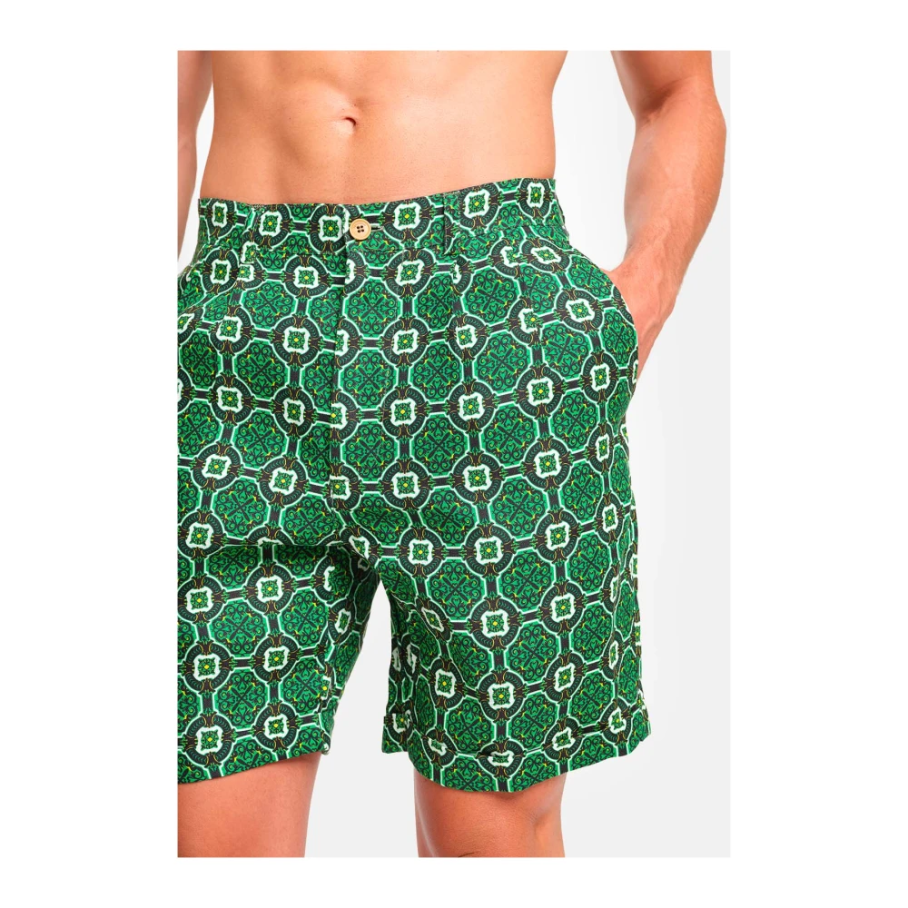 Peninsula Klassieke Linnen Bermuda Shorts Green Heren