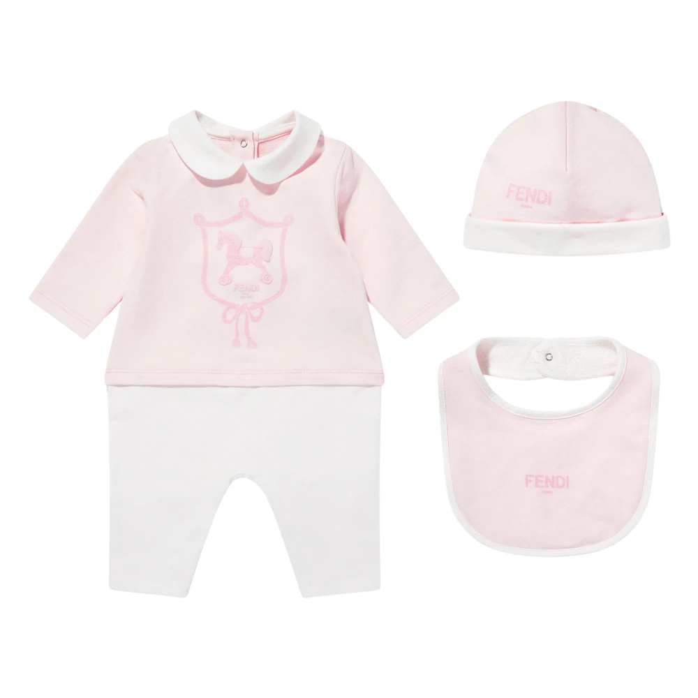 Fendi Kids Girls Pink Fendi Baby Romper Set In - 3 Mths - Image 2