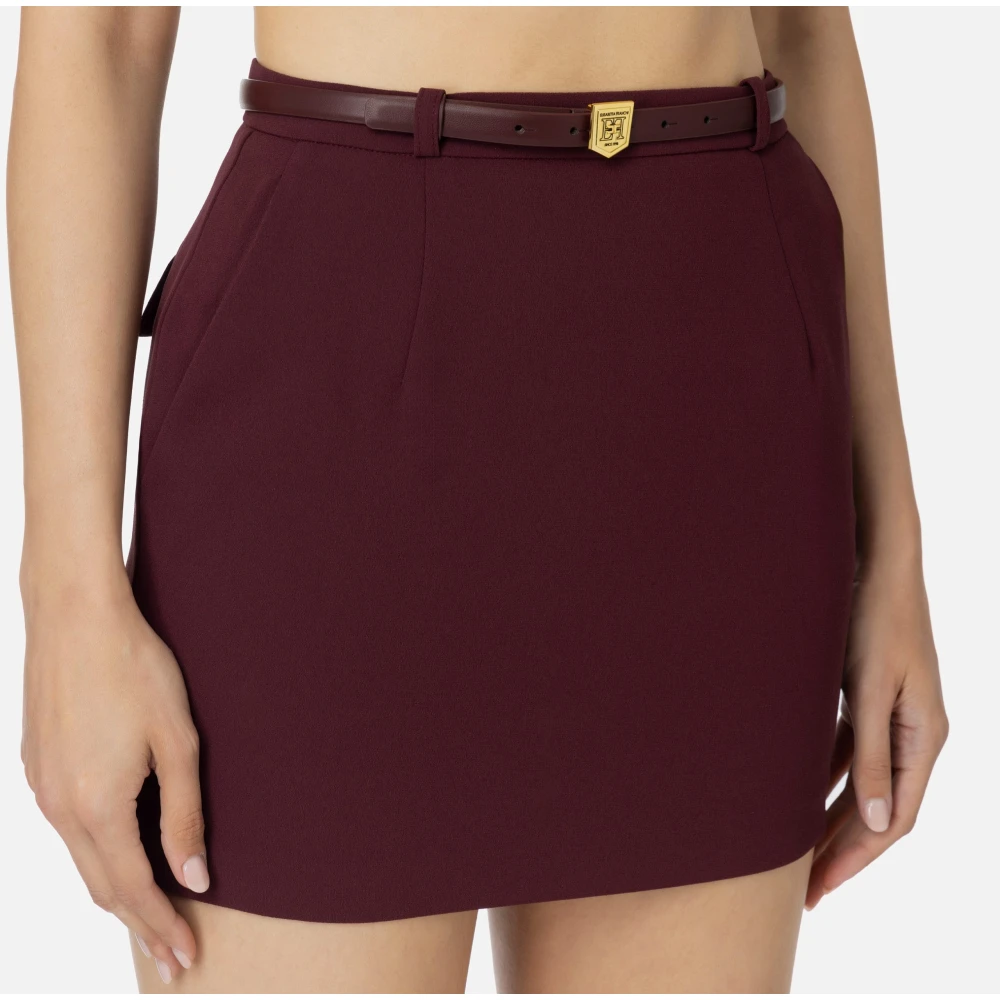 Elisabetta Franchi Crepé Minirok met Borduurwerk Red Dames