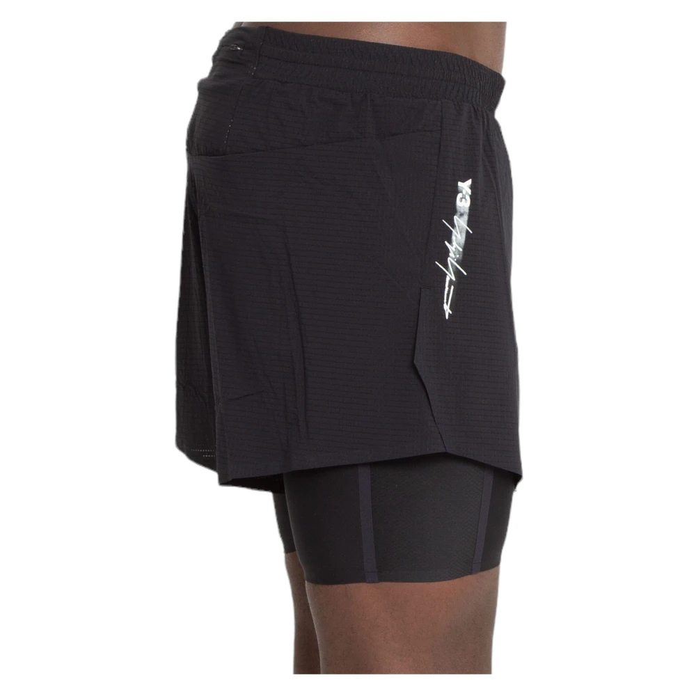 Y-3 Zwarte Logo Strakke Hardloopshorts Black Heren
