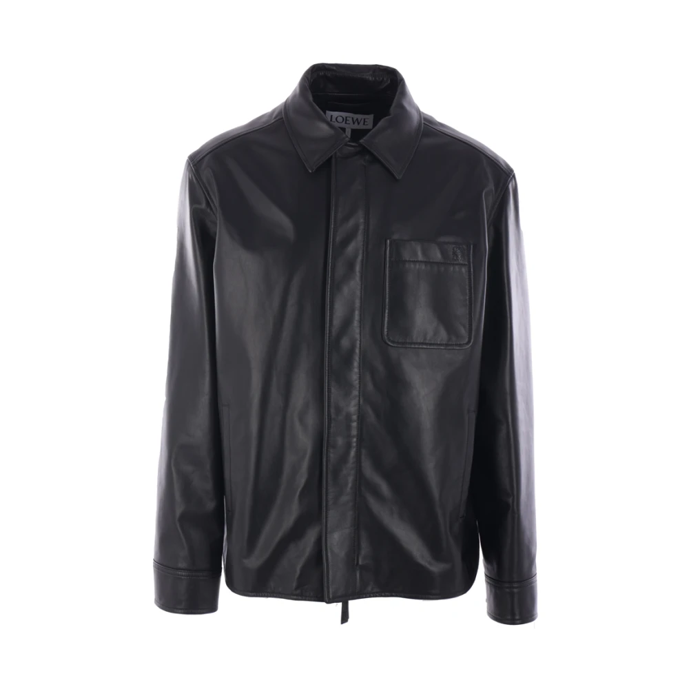 Loewe Zwarte leren overhemdjasje Black Heren