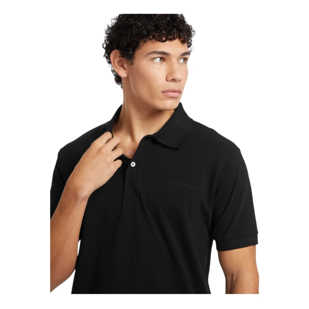 Guess Biologisch katoenen poloshirt Black Heren
