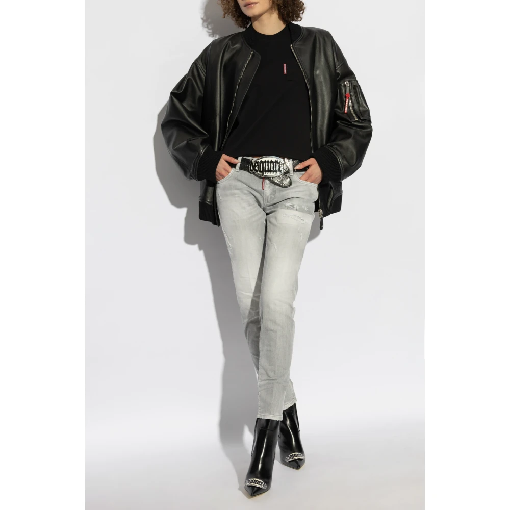 Dsquared2 T-shirt met zak Black Dames