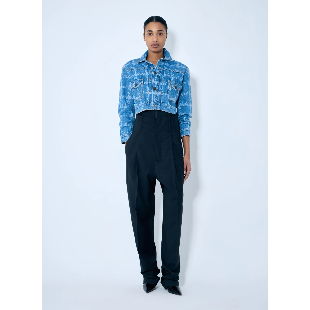 Vivienne Westwood Logo Denim Cropped Jacket Blue Dames