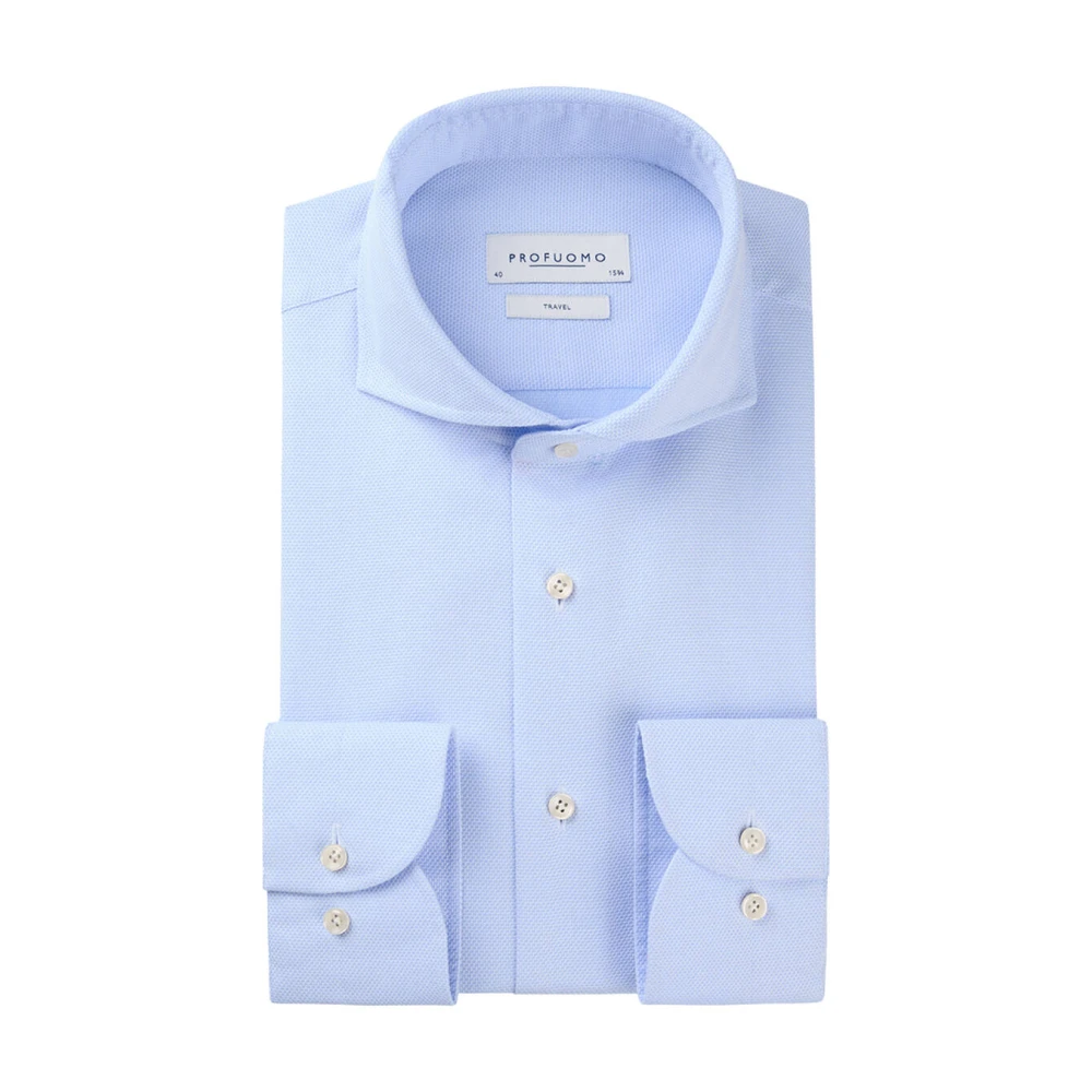 Profuomo Blauw X-Cutaway Overhemd Blue Heren