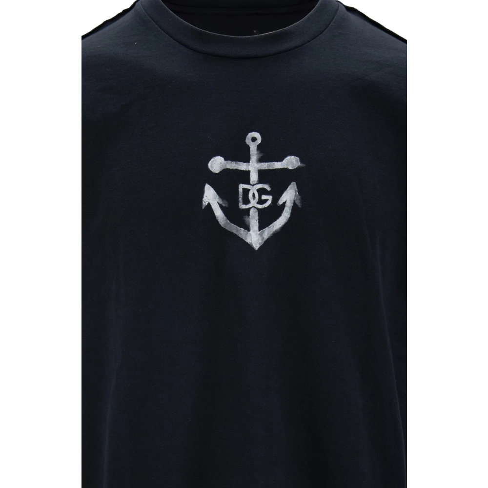 Dolce & Gabbana Heren Grafische Print Katoenen T-shirt Blue Heren