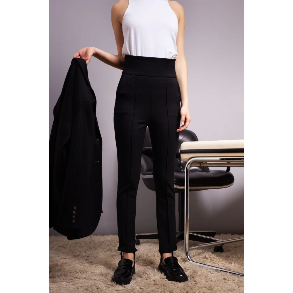 Loulou Studio Hoge Tapered Wollen Broek Black Dames