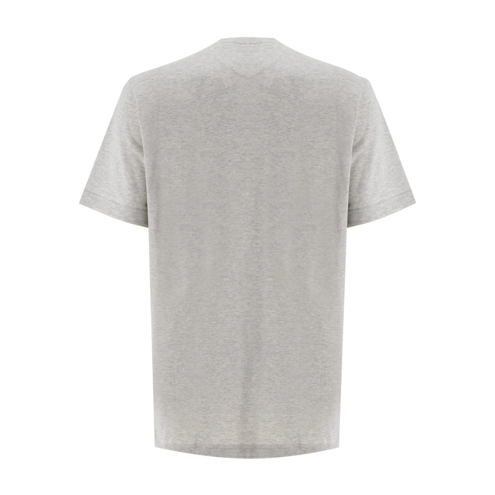 Eleventy Katoenen T-shirt met ronde hals en contrastinzet Gray Heren