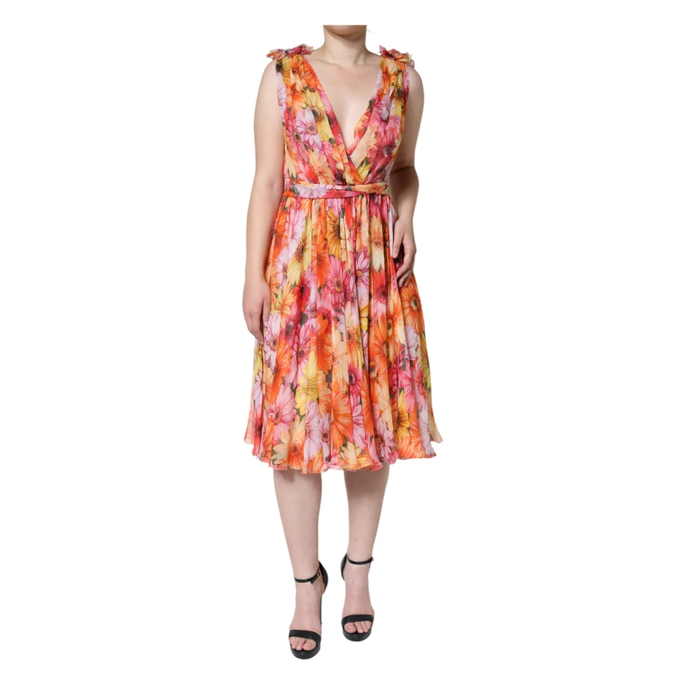 Dolce & Gabbana Women's Floral Sleeveless V-Neck Midi Dress
