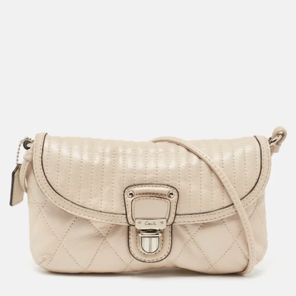 Coach Pre-owned Leather shoulder-bags Beige Dames