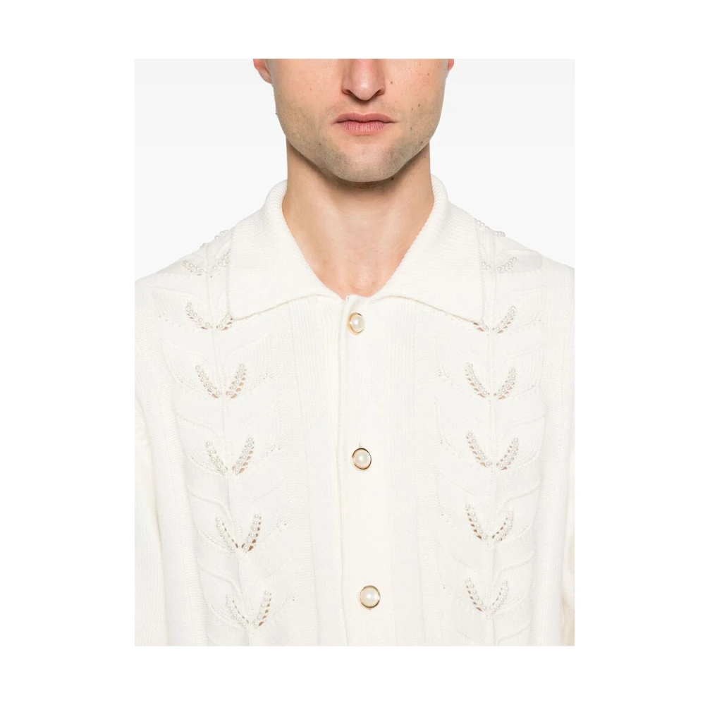 Casablanca Witte Sweater met Knopen en Kraag White Heren