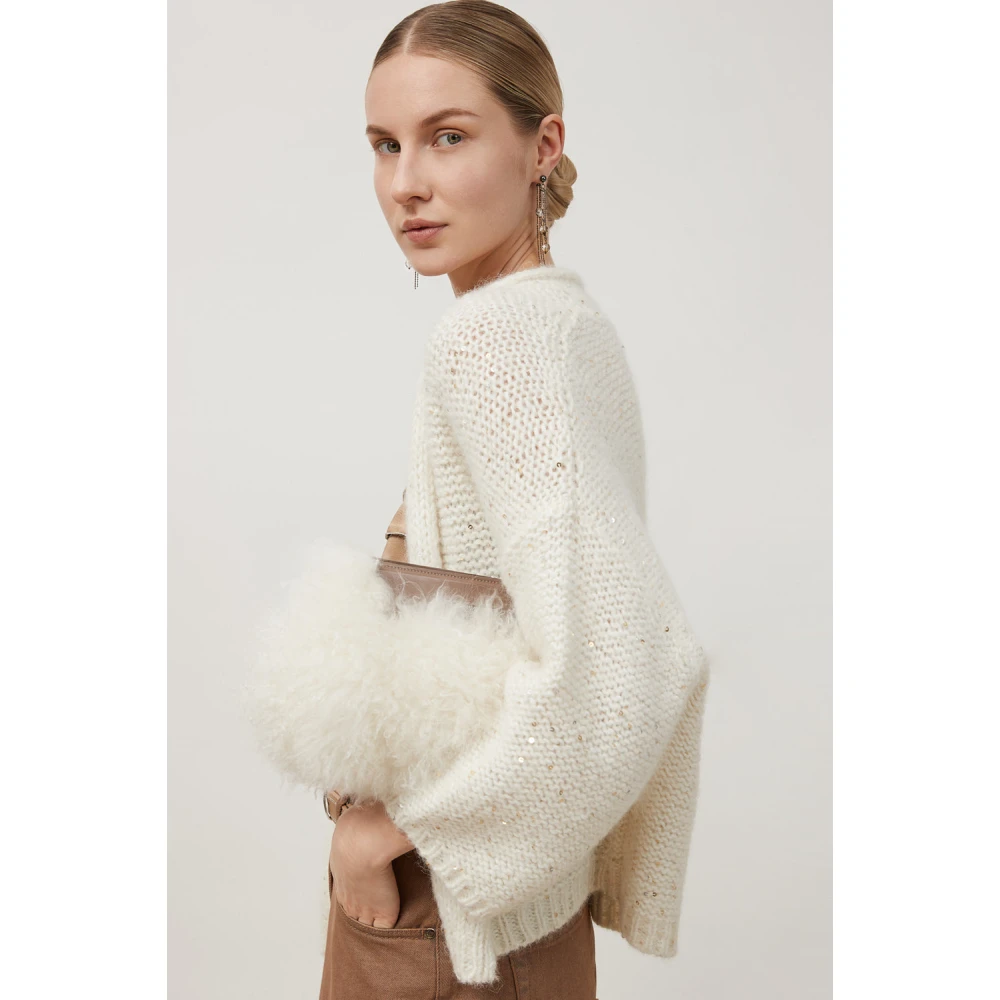 PESERICO Echte bont- en echt leren clutch tas White Dames