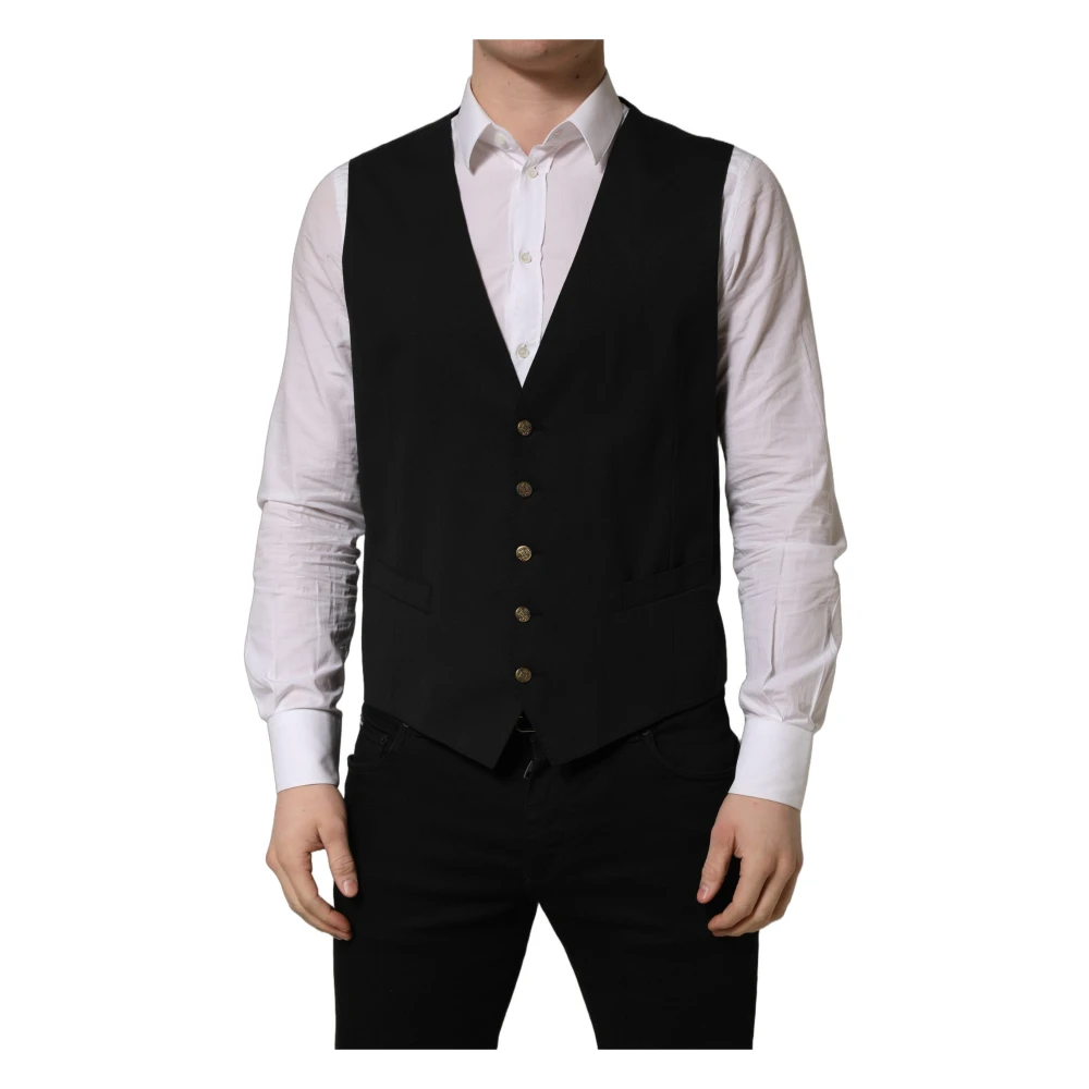 Dolce & Gabbana Men's Black Vest - Waistcoats - Xs - Suits