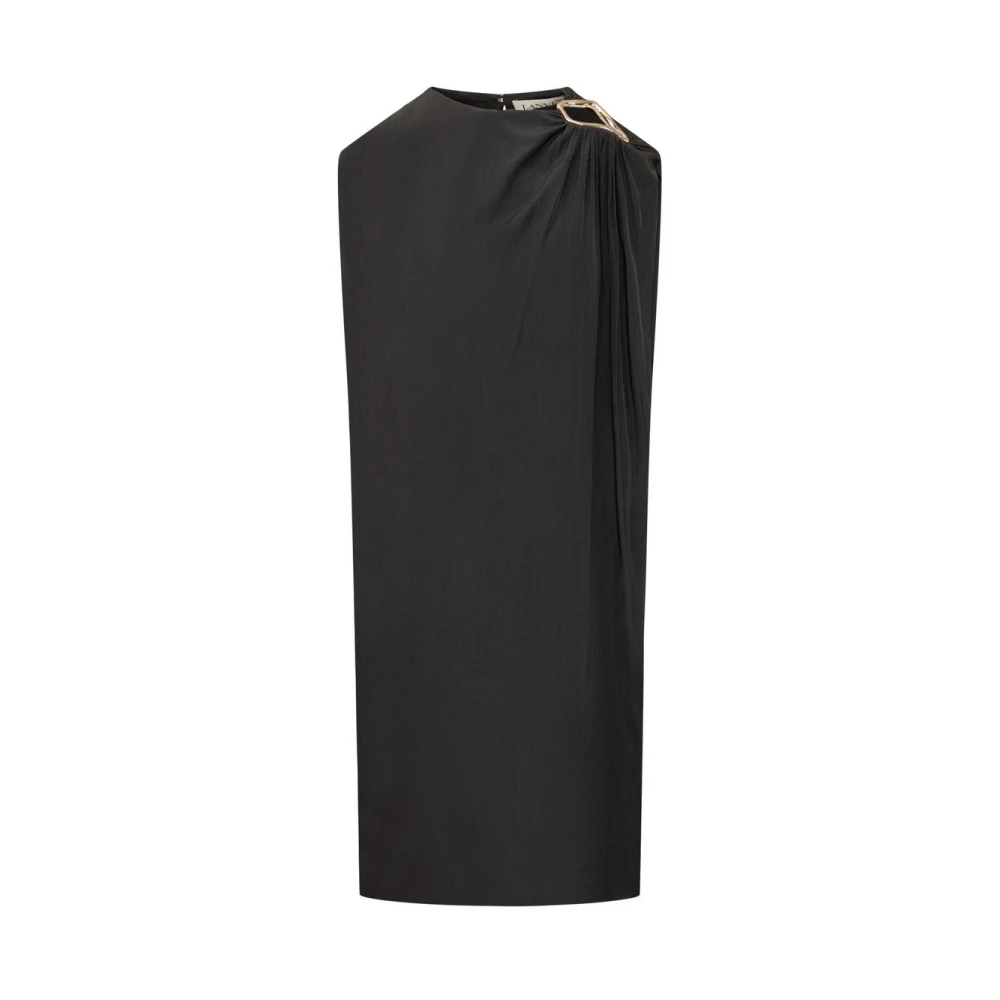 Lanvin Zwarte Ringdetail Midi Jurk Black Dames