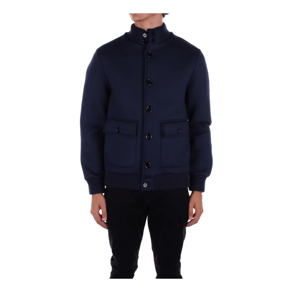 Dondup Blauwe Jassen met Logo Achterkant Blue Heren