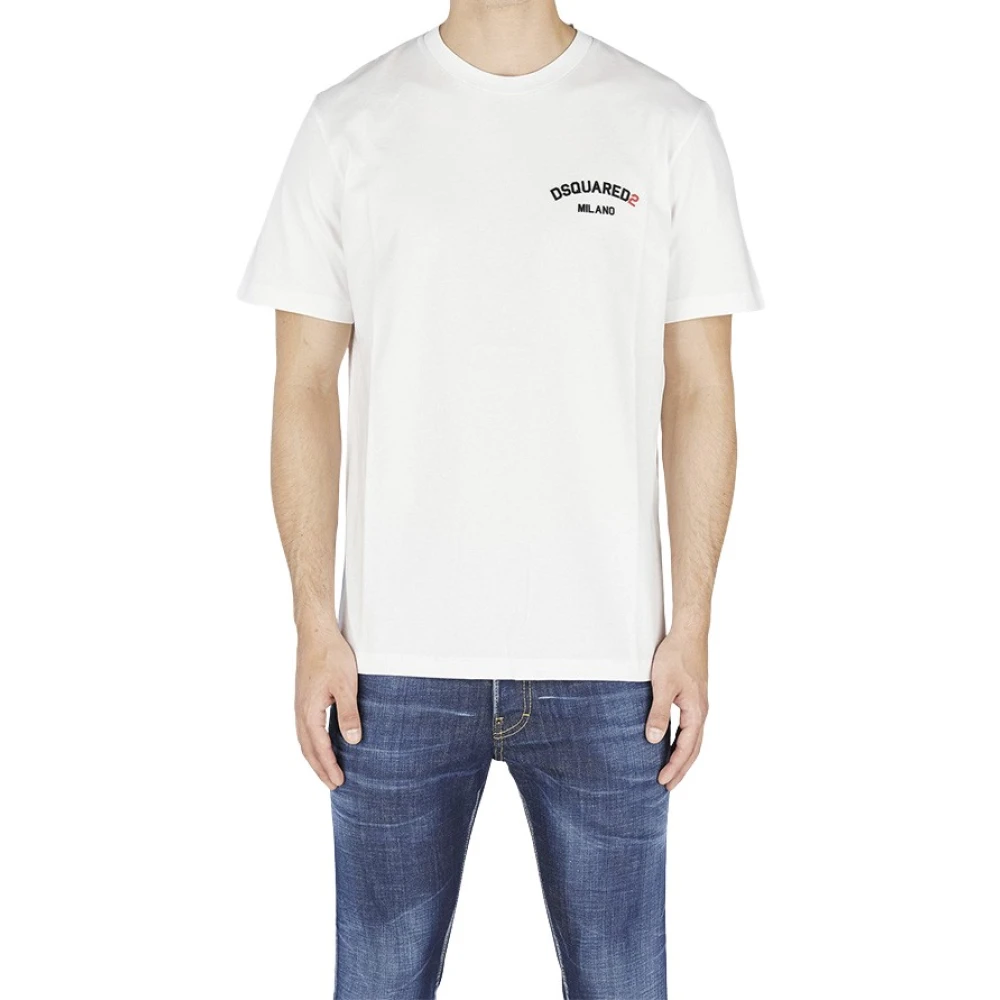 Dsquared2 Wit Relief Logo T-shirt White Heren