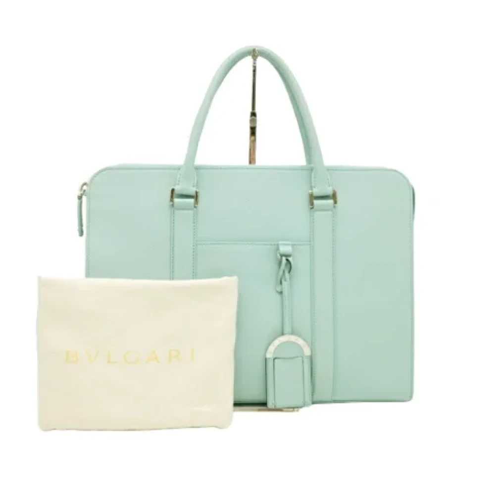 Bvlgari Vintage Pre-owned Leather handbags Blue Dames