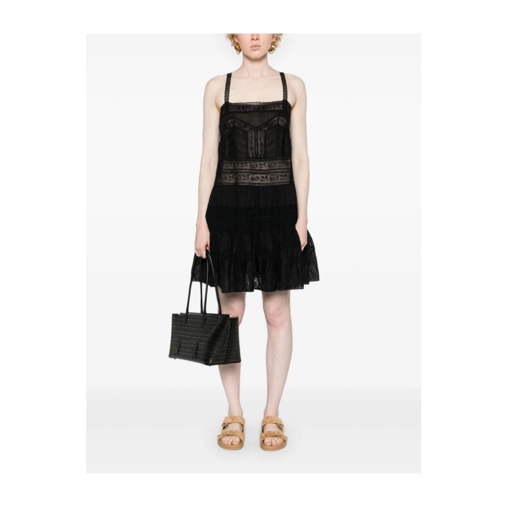 Zimmermann Zwart Kant Geborduurde Mouwloze Jurk Black Dames