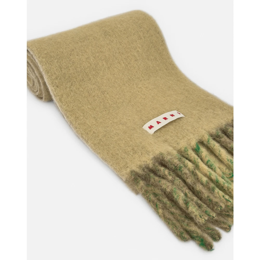 Marni Groene Logo Geborduurde Sjaal Green Heren