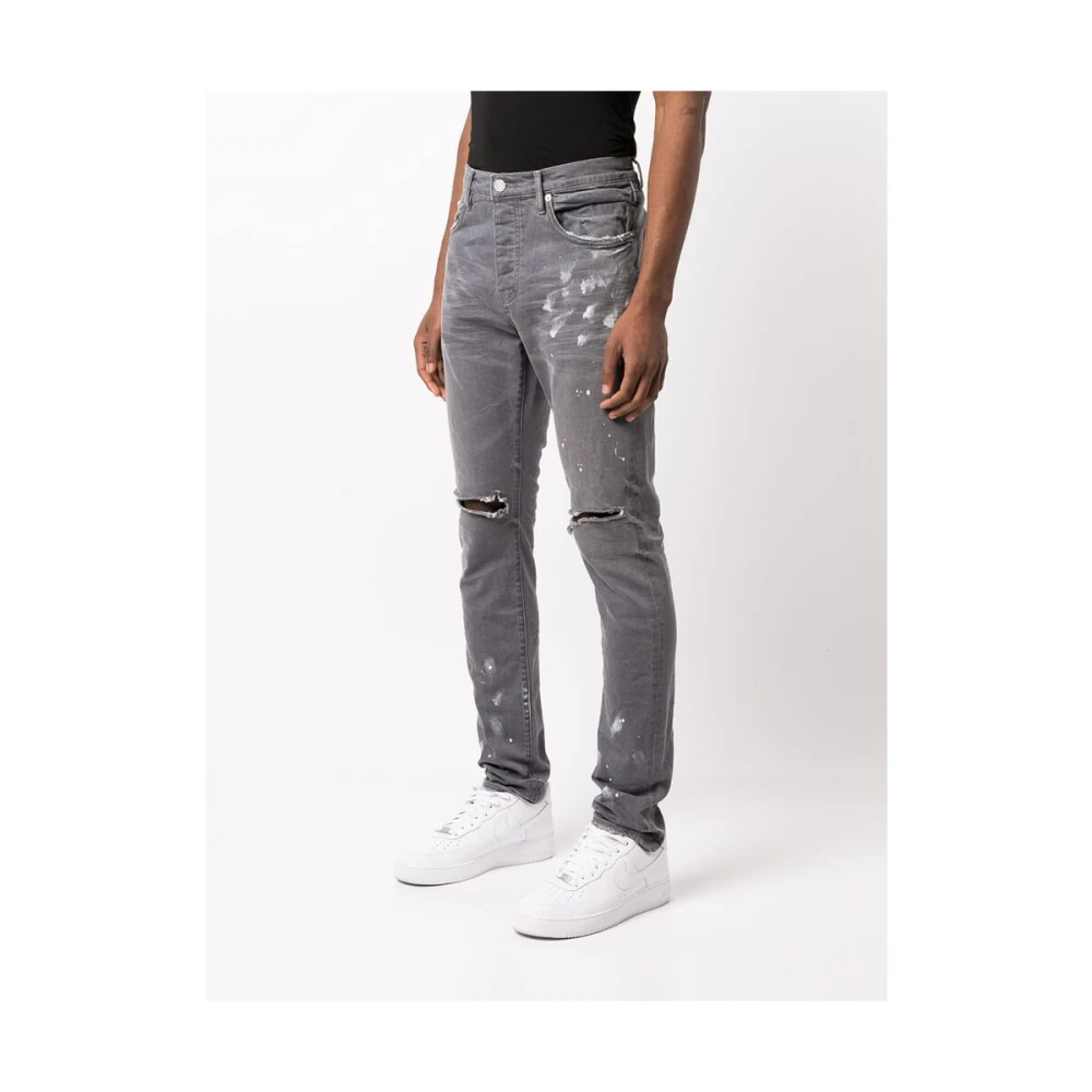 Purple Brand Versleten Slim Fit Jeans Gray Heren