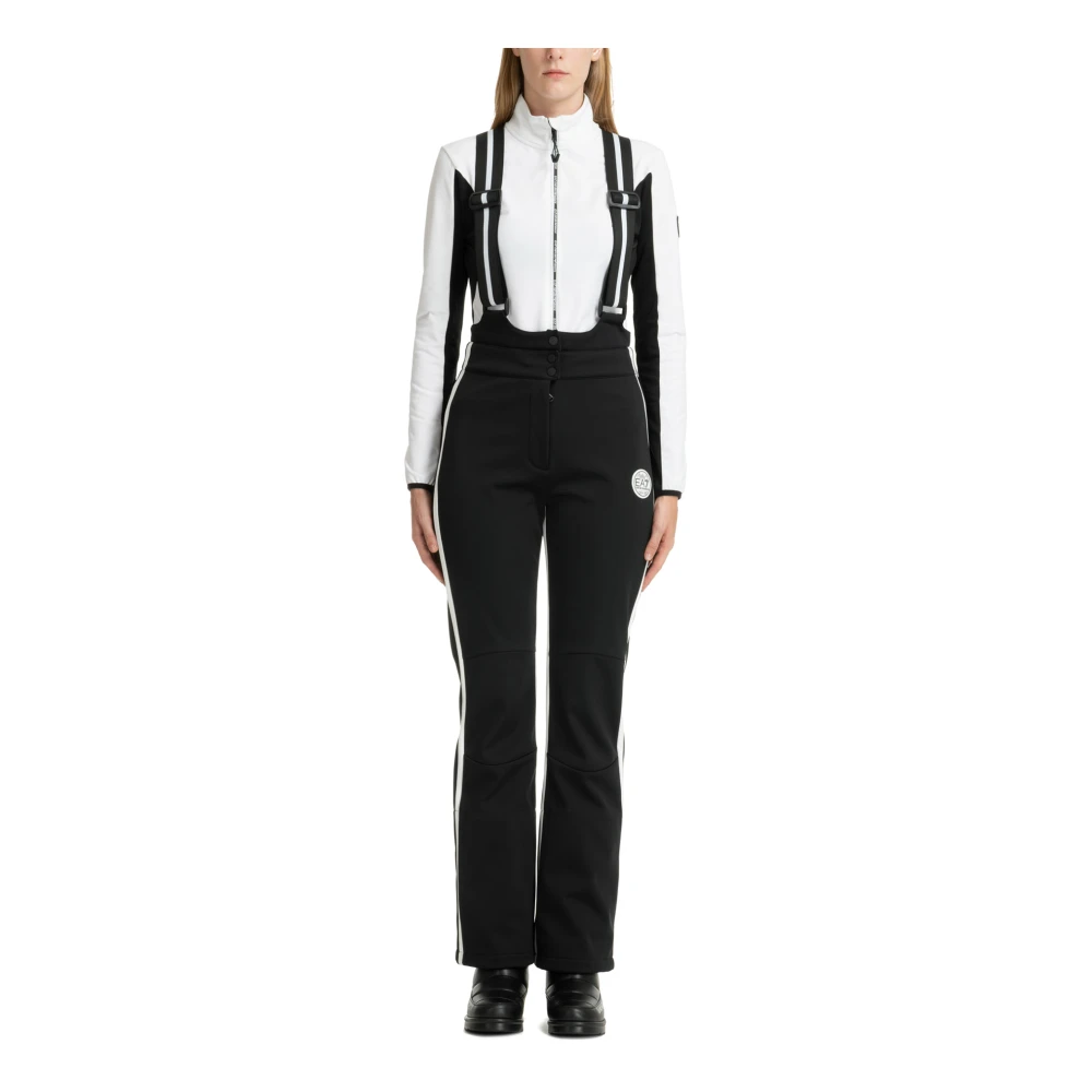 Emporio Armani EA7 Hoge Taille Ski Broek Drukknopen Logo Black Dames