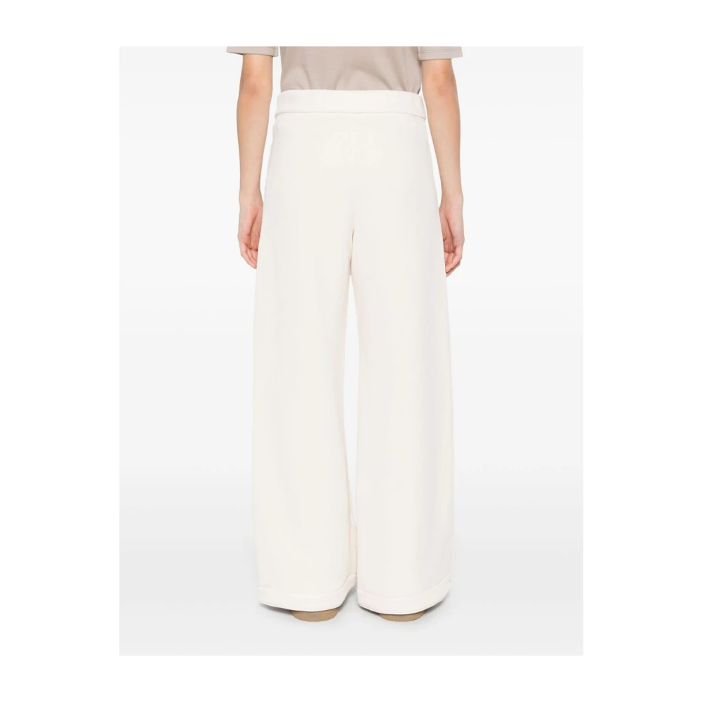Max Mara Witte elastische tailleband broek Franse terry White Dames