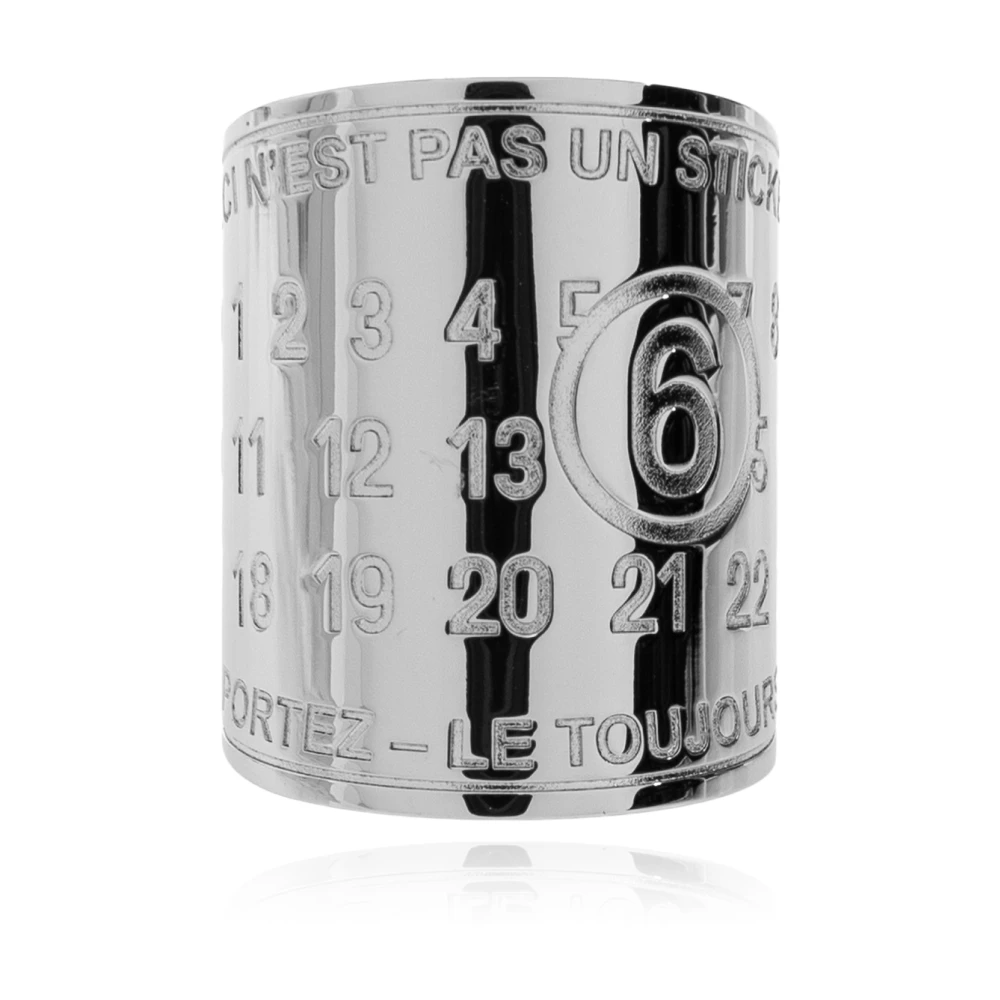 Mm6 Maison Margiela Hombre Gris - Anillo Con Logo Grabado - Accessories - M