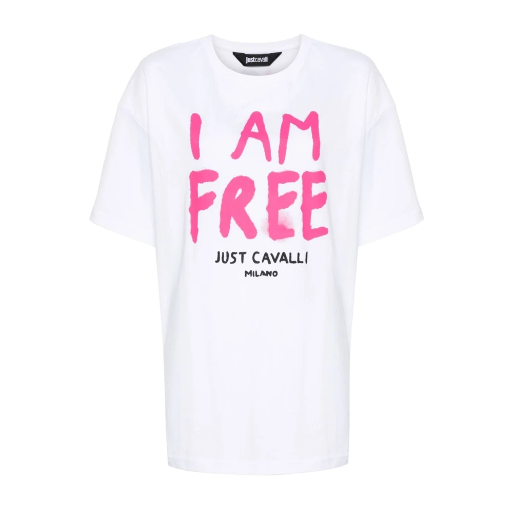 Just Cavalli Grafische T-shirts en Polos in Wit White Dames
