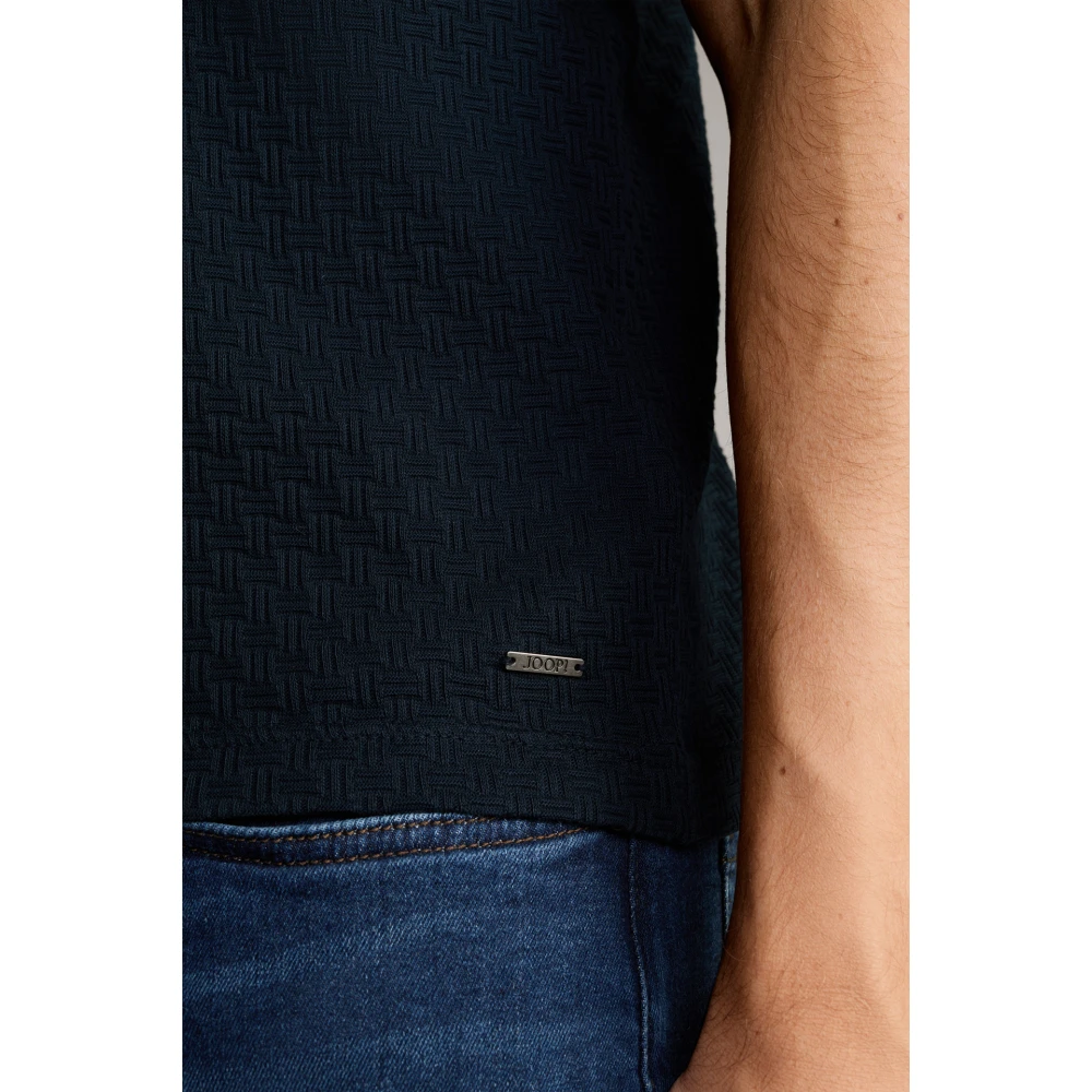 Joop! Donkerblauw katoenen T-shirt met textuurpatroon Blue Heren