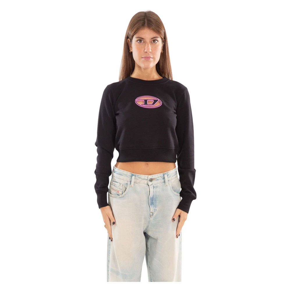 Diesel Oval D Cropped Sweatshirt Black Dames