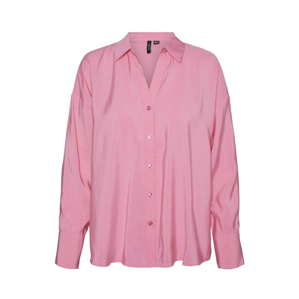 Vero Moda Vmqueeny Oversized Shirt in Pink Cosmos Pink Dames