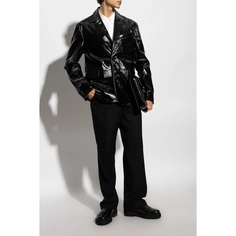 Ami Paris Leren blazer Black Heren