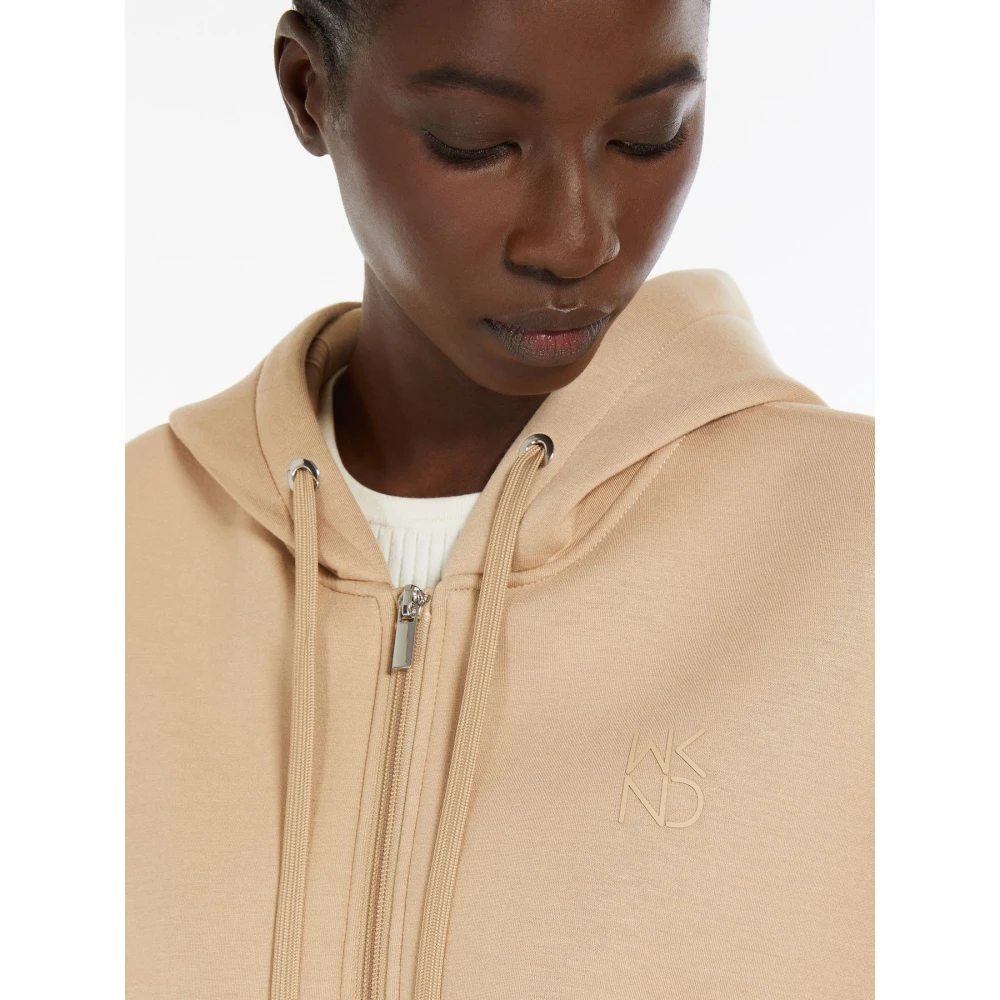 Max Mara Weekend Oversized Hoodie in Zacht Jersey Beige Dames