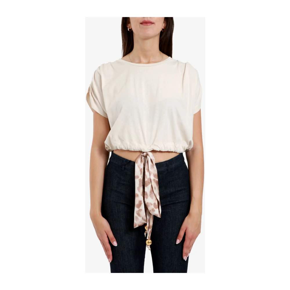 Simona Corsellini Ginger Katoen Crew Neck T-shirt Beige Dames