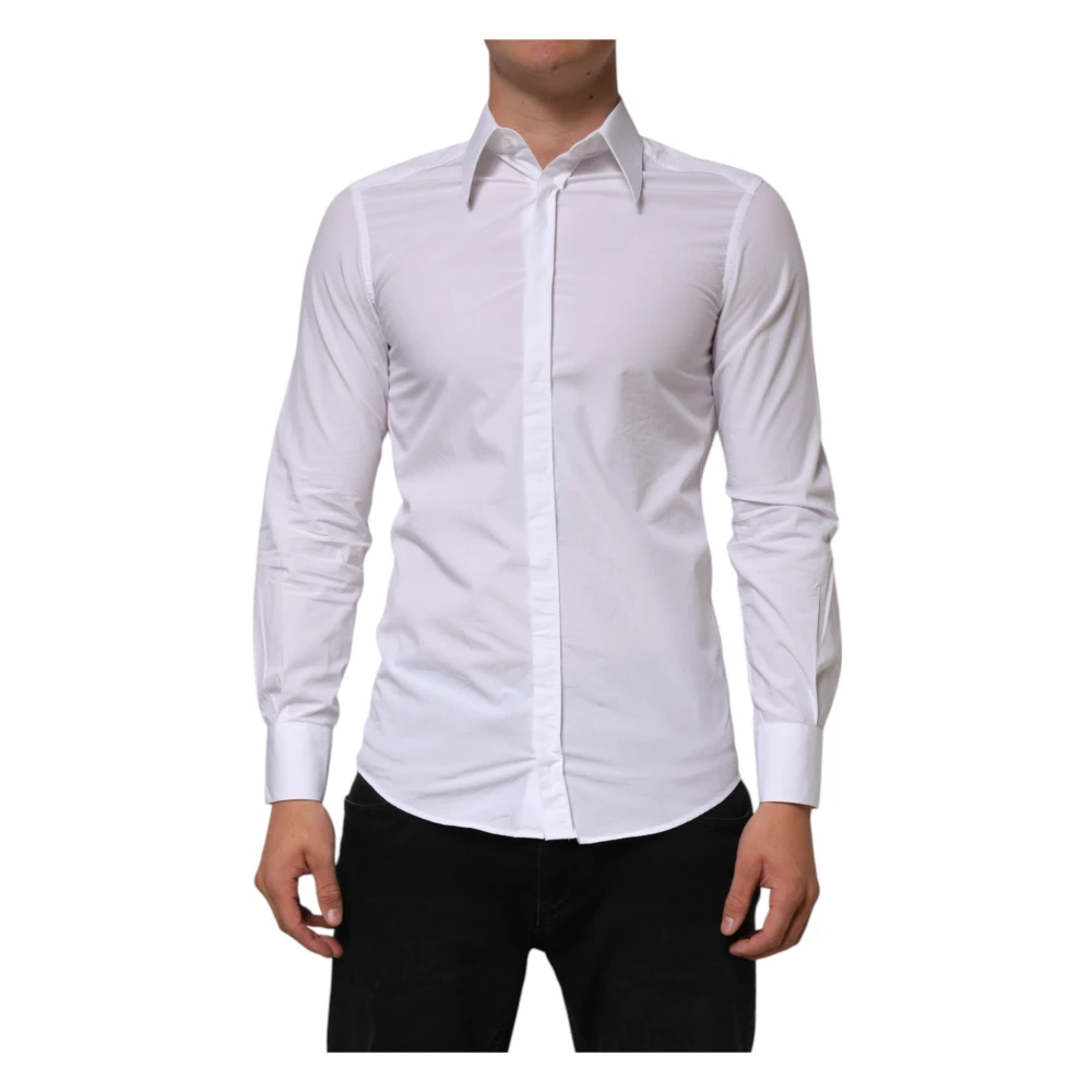 Dolce & Gabbana Men's White Formal Shirts, Xs, Cotton Martini Dress Shirt