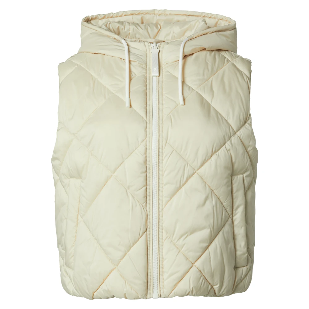 Comma Lichtgewicht gewatteerd vest met capuchon Beige Dames