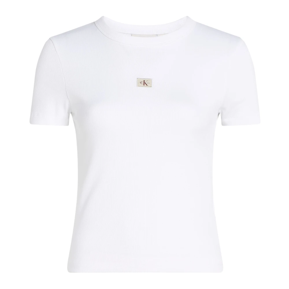 Calvin Klein Jeans Women's White Cotton Round Neck T-Shirt
