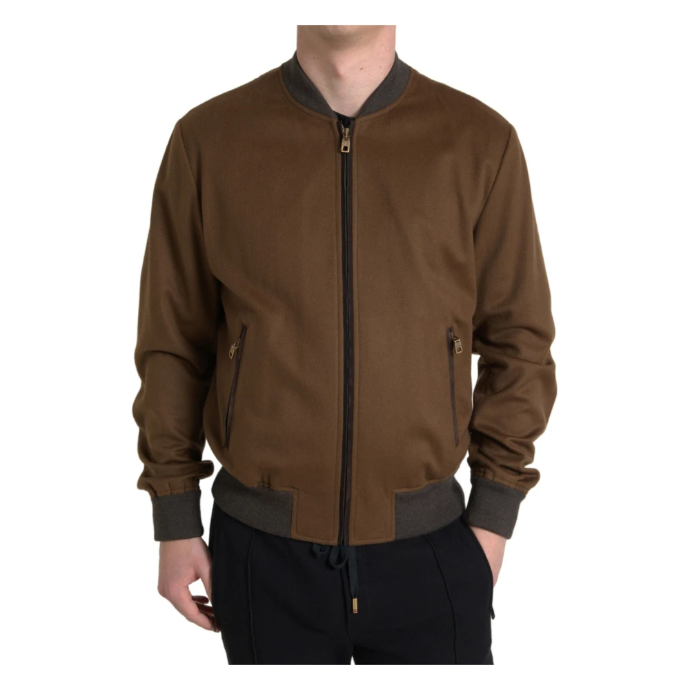 Dolce & Gabbana Men's Brown Cashmere Bomber Jacket Small