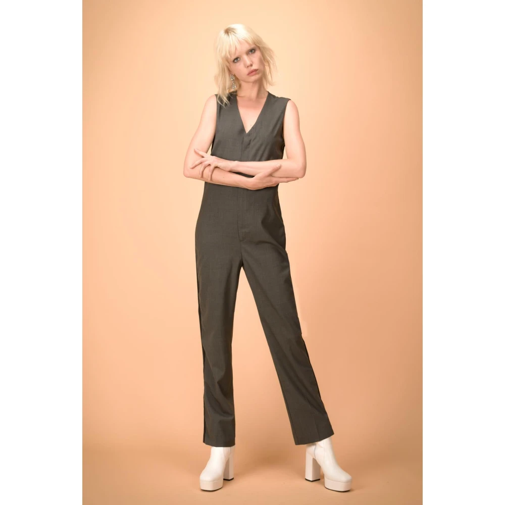 pinko Fresco Wol Jumpsuit Gray Dames