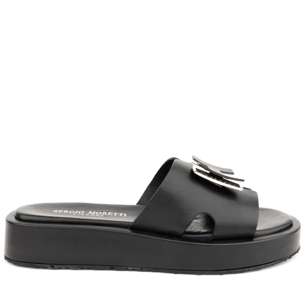 Sergio Moretti Women's Black Sliders, 6 Uk, Casual Open Slippers
