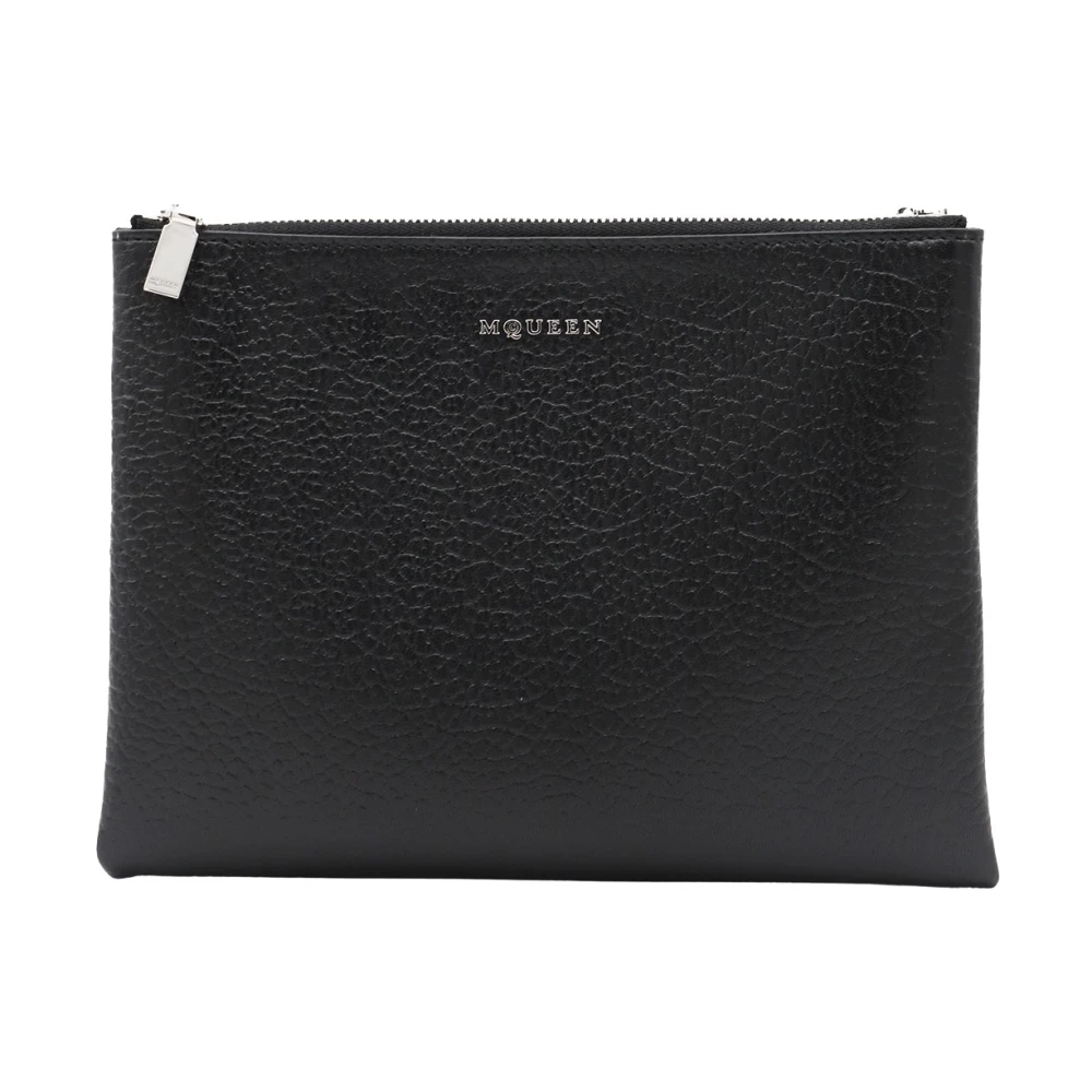 Alexander mcqueen Zwarte leren zakken met ritssluiting Black Dames