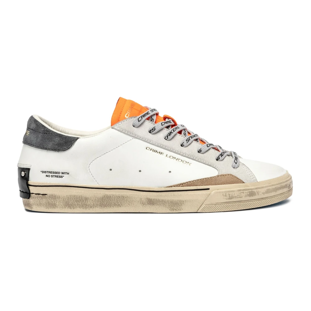 Crime London Men's White Sneakers, 9 Uk, Distressed Sneaker