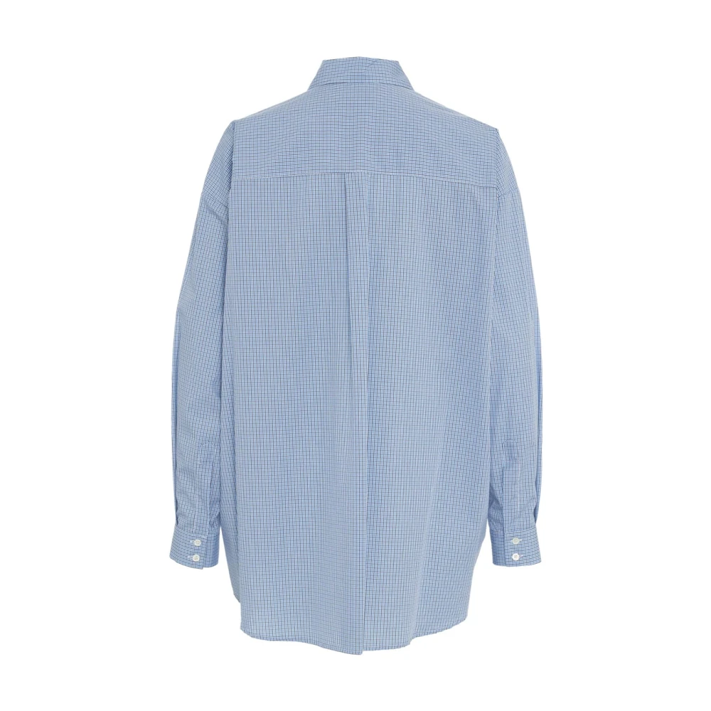 Ottod'Ame Blauwe geruite blouse met glitterdetails Blue Dames