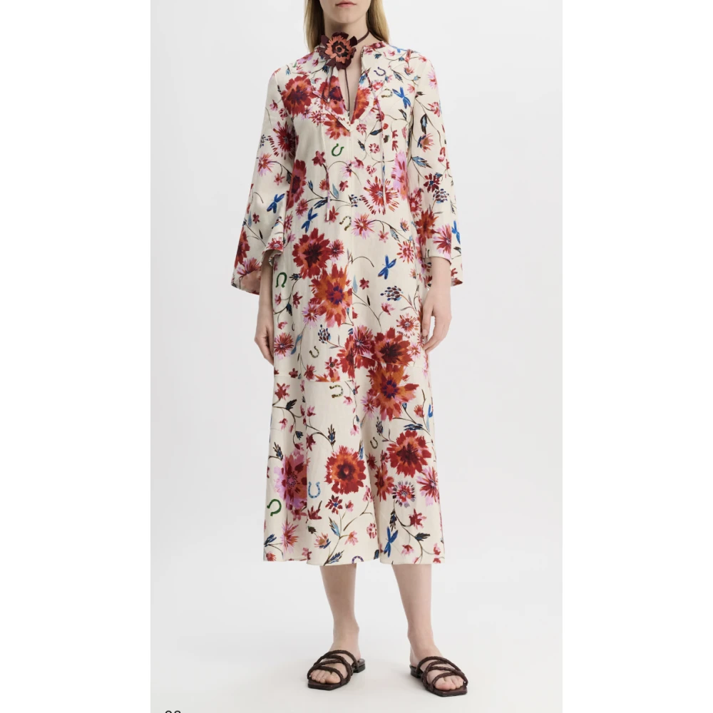 dorothee schumacher Bloemen Ease Linnen Midi Jurk Multicolor Dames