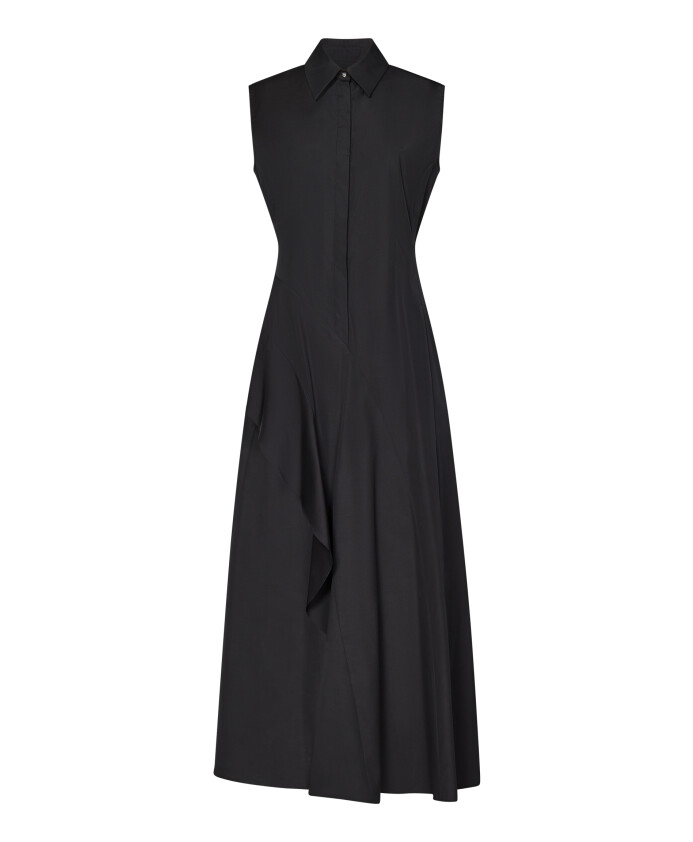 black-a-line-flare-midi-dress
